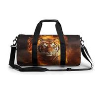 Turnbeutel für Damen und Herren, violett, Elefant, Seesack, Übernachtungstasche mit Fach, Turnbeutel, Cooler Tiger in Flamme, 17.7in/9in/9in