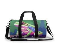 Turnbeutel für Herren und Damen, Rocket Flight Duffel Bag Übernachtungstasche mit Fach Gym Sackpac, Grünes Froschmuster, 17.7in/9in/9in