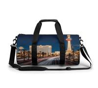 Turnbeutel, klein, französischer Pudel, Reisetasche mit Schuhfach, Tragetasche für Damen und Herren, Las Vegas Night, 17.7in/9in/9in, Art déco