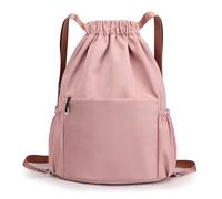 Turnbeutel Kordelzug Wasserdicht Sportbeutel, Oxford-Stoff Turnbeutel Sportbeutel Rucksack mit Innentasche für Sport, Reisen,Gym, Kordelzug Turnbeutel für Damen Herren (Rosa)
