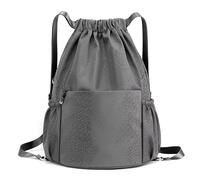 Turnbeutel Kordelzug Wasserdicht Sportbeutel, Oxford-Stoff Turnbeutel Sportbeutel Rucksack mit Innentasche für Sport, Reisen,Gym, Kordelzug Turnbeutel für Damen Herren (grau)