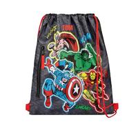 Turnbeutel Marvel Avengers Jungen - Personalisiert mit Namen - Bedruckter Schuhbeutel Comic Superhelden Kinder - Rucksack zum Zuziehen (Schwarz)