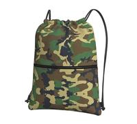 Turnbeutel mit Kordelzug, Militär-Stil, Camouflage, für Strand, Picknick, Familienausflüge, Grün, Schwarz , One size