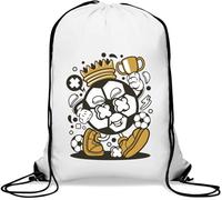 Turnbeutel mit Kordelzug, Motiv: Fußballkönig, Krone, Champion, bester Fußballspieler, Weiß