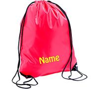 Turnbeutel neon Koralle mit Namen Bestickt aus wasserabweisendem Nylon, Sportbeutel, Schwimmbeutel, Gym Sack, Gym Bag, Sol's