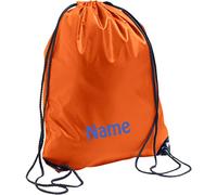 Turnbeutel orange mit Namen Bestickt aus wasserabweisendem Nylon, Sportbeutel, Schwimmbeutel, Gym Sack, Gym Bag, Sol's