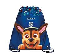 Turnbeutel Paw Patrol Jungen Mädchen mit Name Chase | Personalisierter Schuhbeutel Kinder Hunde | Sportbeutel zum Zuziehen Kinder-Rucksack | Mit 3D Ohren aus Stoff Plüsch