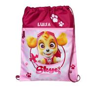 Turnbeutel Paw Patrol Skye Mädchen - Personalisiert mit Namen - Bedruckter Schuhbeutel Fernsehserie Kinder - Rucksack zum Zuziehen rosa