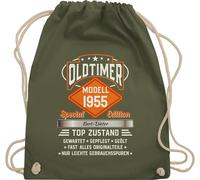 Turnbeutel Rucksack - 70. Geburtstag - Oldtimer Special Vintage 1955 - Name - Retro Look zum Siebzigsten - Unisize - Olivgrün - 70 1954 stoffbeutel 70.geburtstag 1953 beuteltasche 70-geburtstag