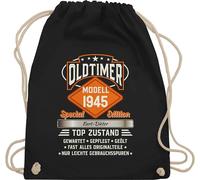 Turnbeutel Rucksack - 80. Geburtstag - Oldtimer Special Vintage 1945 - Name - Retro Look zum Achtzigsten - Unisize - Schwarz - 80 1943 80.jahre 80.geburtstag achtzigster 80ger 80er jahre geschenke