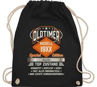 Turnbeutel Rucksack - 80. Geburtstag - Oldtimer Special Vintage 1946 - Name - Retro Look zum Achtzigsten - Unisize - Schwarz - 80 80.jahre 80.geburtstag achtzigster 80ger 80er jahre geschenke