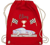 Turnbeutel Rucksack - Auto - Rennauto Rennwagen Sportwagen Rennsportwagen Rennfahrzeug Flitzer Rennsemmel - Unisize - Rot - kinder+stoffbeutel+kindergarten cars race car turnsack