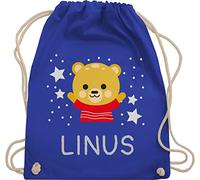 Turnbeutel Rucksack - Bären - Bär und Dein Name - Unisize - Royalblau - personalisierte tasche kinder kindergarten wechselbeutel bear namens beutel jungen kindergartenrucksack bärenmotiv