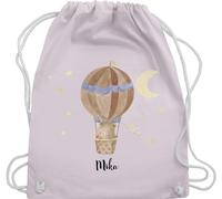 Turnbeutel Rucksack - Bären - Süßer Bär im Heißluftballon - Unisize - Pastell Rosa - kinder kindergarten wechselbeutel bear süß tasche stoff kindergartenrucksack bärenmotiv beutel