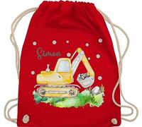 Turnbeutel Rucksack - Bagger I Baggerfahrer Geschenk - Unisize - Rot - beutel kita name personalisierter sportbeutel für kindergartenkinder jungen baufahrzeug digger stoffbeutel