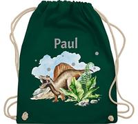 Turnbeutel Rucksack - Dinosaurier Geschenk Dino Geschenke Dinos I - Unisize - Dunkelgrün - personalisierter beutel kindergarten wäschebeutel kita tier name turnsack sportbeutel baumwolle kinder
