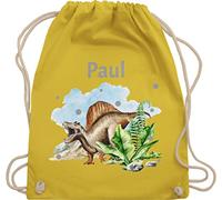 Turnbeutel Rucksack - Dinosaurier Geschenk Dino Geschenke Dinos I - Unisize - Gelb - personalisierter beutel kindergarten wäschebeutel kita tier name turnsack sportbeutel baumwolle kinder