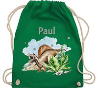 Turnbeutel Rucksack - Dinosaurier Geschenk Dino Geschenke Dinos I - Unisize - Grün - personalisierter beutel kindergarten wäschebeutel kita tier name stoffbeutel sportbeutel baumwolle kinder