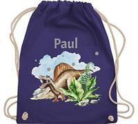 Turnbeutel Rucksack - Dinosaurier Geschenk Dino Geschenke Dinos I - Unisize - Lila - personalisierter beutel kindergarten wäschebeutel kita tier name stoffbeutel sportbeutel baumwolle kinder