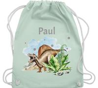 Turnbeutel Rucksack - Dinosaurier Geschenk Dino Geschenke Dinos I - Unisize - Pastell Grün - personalisierter beutel kindergarten wäschebeutel kita tier name turnsack sportbeutel baumwolle kinder