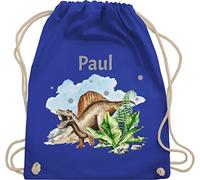 Turnbeutel Rucksack - Dinosaurier Geschenk Dino Geschenke Dinos I - Unisize - Royalblau - personalisierter beutel kindergarten wäschebeutel kita tier name stoffbeutel sportbeutel baumwolle kinder