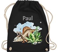 Turnbeutel Rucksack - Dinosaurier Geschenk Dino Geschenke Dinos I - Unisize - Schwarz - personalisierter beutel kindergarten wäschebeutel kita tier name stoffbeutel sportbeutel baumwolle kinder