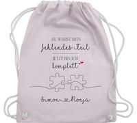 Turnbeutel Rucksack - Du warst mein fehlendes Teil personalisiert I Valentinstag Geschenke für ihn I Partner Geschenke Pärchen Valentinstag I Valendienstagsgeschenk Paar - Unisize - Pastell Rosa