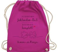 Turnbeutel Rucksack - Du warst mein fehlendes Teil personalisiert I Valentinstag Geschenke für ihn I Partner Geschenke Pärchen Valentinstag I Valendienstagsgeschenk Paar - Unisize - Fuchsia