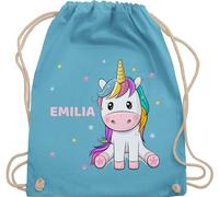 Turnbeutel Rucksack - Einhörner - Einhorn Unicorn - Unisize - Hellblau - turn beutel einhornrucksack unicorns stoffbeutel kindergarten kinderturnbeutel einhörnern sportbeutel kinder