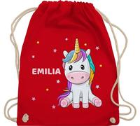 Turnbeutel Rucksack - Einhörner - Einhorn Unicorn - Unisize - Rot - turn beutel einhornrucksack unicorns stoffbeutel kindergarten kinderturnbeutel einhörnern sportbeutel kinder