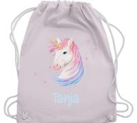 Turnbeutel Rucksack - Einhörner - Geschenk Einhorn mit Name personalisiert I Unicorn - Unisize - Pastell Rosa - einhornrucksack unicorns stoffbeutel beutel schulkind einhörnern sportbeutel