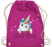 Turnbeutel Rucksack - Einhörner - Geschenk Einhorn Süß - Unisize - Fuchsia - sportbeutel kindergarten einhornrucksack unicorn unicorno stoffbeutel tasche kordelzug kinder party beutel schulkind