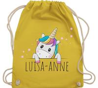 Turnbeutel Rucksack - Einhörner - Geschenk Einhorn Süß - Unisize - Gelb - sportbeutel kindergarten einhornrucksack unicorn unicorno stoffbeutel tasche kordelzug kinder party beutel schulkind