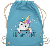 Turnbeutel Rucksack - Einhörner - Geschenk Einhorn Süß - Unisize - Hellblau - sportbeutel kindergarten einhornrucksack unicorn unicorno stoffbeutel tasche kordelzug kinder party beutel schulkind