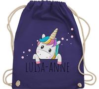 Turnbeutel Rucksack - Einhörner - Geschenk Einhorn Süß - Unisize - Lila - sportbeutel kindergarten einhornrucksack unicorn unicorno stoffbeutel tasche kordelzug kinder party beutel schulkind