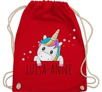 Turnbeutel Rucksack - Einhörner - Geschenk Einhorn Süß - Unisize - Rot - sportbeutel kindergarten einhornrucksack unicorn unicorno stoffbeutel tasche kordelzug kinder party beutel schulkind