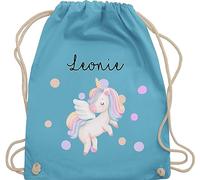 Turnbeutel Rucksack - Einhörner - Süßes Einhorn Sweet Unicorn - Unisize - Hellblau - tasche mädchen einhornrucksack unicorns und stoffbeutel beutel schulkind einhörnern sportbeutel