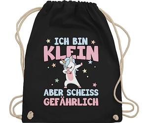 Turnbeutel Rucksack - Einhörner - Taschen - Ich bin klein aber scheiß gefährlich Einhorn Dab - Unisize - Schwarz - kinder einhörnern beutel unicorns stoffbeutel unicorn tasche motiv turnsack mit