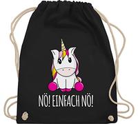 Turnbeutel Rucksack - Einhörner - Taschen - Nö Einfach Nö Einhorn - Unisize - Schwarz - kinder kordelzug einhörnern no beutel unicorns nö! stoffbeutel unicorn nein juterucksäcke motiv