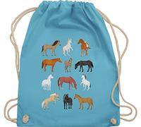 Turnbeutel Rucksack - Einhörner - Taschen - Pferde Reihe - Unisize - Hellblau - kinder stoff pferd einhorn einhörnern pferden beutel unicorns motiv stoffrucksack unicorn juterucksäcke mit