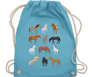 Turnbeutel Rucksack - Einhörner - Taschen - Pferde Reihe - Unisize - Hellblau - kinder stoff pferd einhorn einhörnern pferden beutel kordelzug unicorns motiv stoffrucksack unicorn juterucksäcke