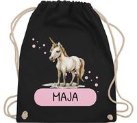 Turnbeutel Rucksack - Einhorn Geschenk Kinder mit Name personalisiert I Einhörner I Einhorngeschenk - Unisize - Schwarz - einhornrucksack unicorn beutel schulkind unicorns kinderturnbeutel