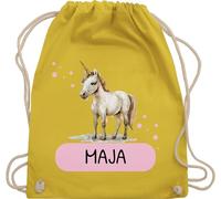 Turnbeutel Rucksack - Einhorn Geschenk Kinder mit Name personalisiert I Einhörner I Einhorngeschenk - Unisize - Gelb - einhornrucksack unicorn beutel schulkind unicorns kinderturnbeutel einhörnern