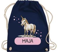 Turnbeutel Rucksack - Einhorn Geschenk Kinder mit Name personalisiert I Einhörner I Einhorngeschenk - Unisize - Navy Blau - einhornrucksack unicorn beutel schulkind unicorns kinderturnbeutel