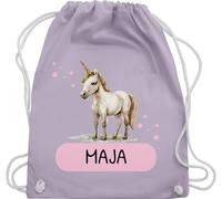 Turnbeutel Rucksack - Einhorn Geschenk Kinder mit Name personalisiert I Einhörner I Einhorngeschenk - Unisize - Pastell Lila - einhornrucksack unicorn beutel schulkind unicorns kinderturnbeutel