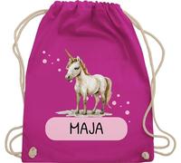 Turnbeutel Rucksack - Einhorn Geschenk Kinder mit Name personalisiert I Einhörner I Einhorngeschenk - Unisize - Fuchsia - einhornrucksack unicorn beutel schulkind unicorns kinderturnbeutel