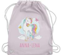 Turnbeutel Rucksack - Einhorn mit Name personalisiert Geschenk Unicorn I Einhörner Kinder Geschenk - Unisize - Pastell Rosa - personalisierter einhornrucksack unicorns personlisierte beutel