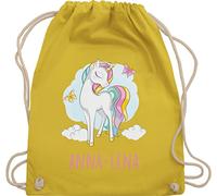 Turnbeutel Rucksack - Einhorn mit Name personalisiert Geschenk Unicorn I Einhörner Kinder Geschenk - Unisize - Gelb - personalisierter einhornrucksack unicorns personlisierte beutel kindergarten
