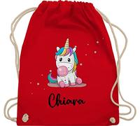 Turnbeutel Rucksack - Einhorn mit Name - Wunschname personalisiert Unicorn Custom Einhörner - Unisize - Rot - einhornrucksack unicorns stoffbeutel beutel schulkind einhörnern sportbeutel
