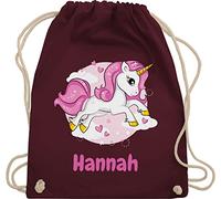 Turnbeutel Rucksack - Einhorn Name I Unicorn I Einhörner - Unisize - Bordeauxrot - einhornrucksack unicorns beutel kinderturnbeutel einhörnern stoffbeutel turnsackerl kindergarten kinder